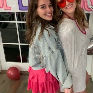 Distressed fringe rhinestone disco cowgirl Denim Jacket